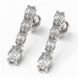 3.78 ctw Pear Diamond Earrings 18K White Gold