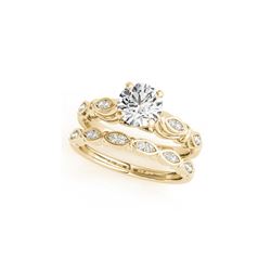 0.52 ctw Certified VS/SI Diamond 2pc Wedding Set Antique 14K Yellow Gold