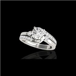 1.5 ctw Certified Diamond Bypass Solitaire Ring 10K White Gold