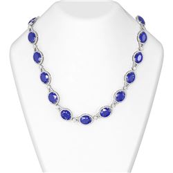 134.72 ctw Sapphire & Diamond Necklace 18K White Gold