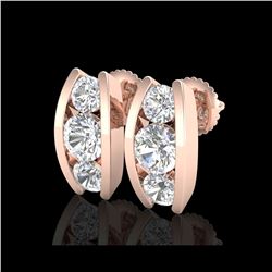 2.18 ctw VS/SI Diamond Solitaire Art Deco Stud Earrings 18K Rose Gold