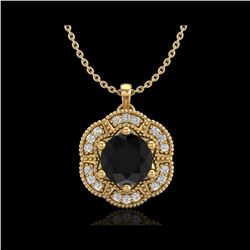 1.01 ctw Fancy Black Diamond Art Deco Stud Necklace 18K Yellow Gold