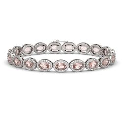14.25 ctw Morganite & Diamond Micro Pave Halo Bracelet 10K White Gold