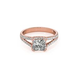 2.05 ctw Certified VS/SI Princess Diamond Halo Ring 18K Rose Gold