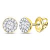Image 1 : 10kt Yellow Gold Princess Round Diamond Cluster Earrings 1/6 Cttw