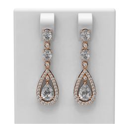 4.16 ctw Diamond Earrings 18K Rose Gold