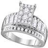 Image 1 : 10kt White Gold Round Diamond Rectangle Cluster Bridal Wedding Engagement Ring 7/8 Cttw