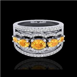 2.25 ctw Citrine & Micro Pave VS/SI Diamond Designer Ring 10K White Gold