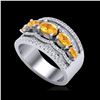 Image 2 : 2.25 ctw Citrine & Micro Pave VS/SI Diamond Designer Ring 10K White Gold