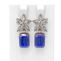 12.69 ctw Tanzanite & Diamond Earrings 18K Rose Gold