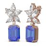 Image 2 : 12.69 ctw Tanzanite & Diamond Earrings 18K Rose Gold