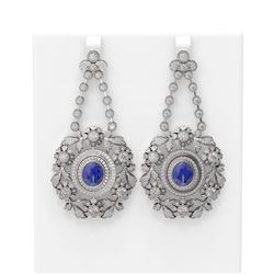 24.13 ctw Tanzanite & Diamond Earrings 18K White Gold