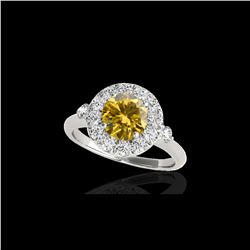 1.5 ctw Certified SI/I Fancy Intense Yellow Diamond Ring 10K White Gold