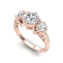 1.66 ctw VS/SI Diamond Solitaire Art Deco 3 Stone Ring 18K Rose Gold