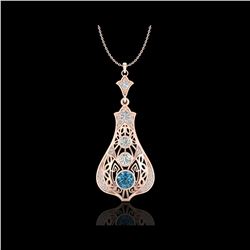 1.75 ctw Fancy Intense Blue Diamond Art Deco Necklace 18K Rose Gold