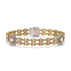 16.85 ctw Morganite & Diamond Bracelet 14K Yellow Gold