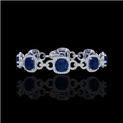 25 ctw Sapphire & Micro VS/SI Diamond Bracelet 14K White Gold