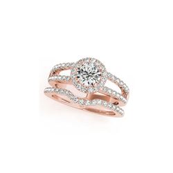 1.51 ctw Certified VS/SI Diamond 2pc Wedding Set Halo 14K Rose Gold