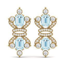 28.39 ctw Sky Topaz & VS Diamond Earrings 18K Yellow Gold