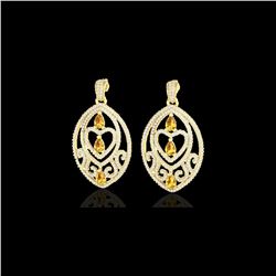 7 ctw Yellow Sapphire and Diamond Heart Earrings 18K Yellow Gold