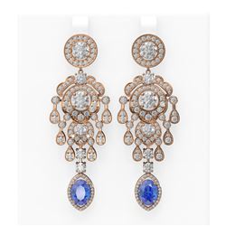 14.12 ctw Tanzanite & Diamond Earrings 18K Rose Gold