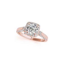 1.35 ctw Certified VS/SI Diamond Halo Ring 18K Rose Gold