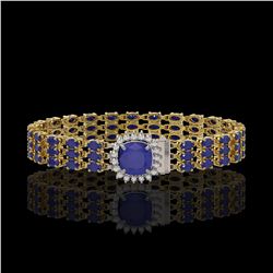 31.91 ctw Sapphire & Diamond Bracelet 14K Yellow Gold