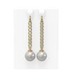 Image 1 : 1.44 ctw Diamond and Pearl Earrings 18K Yellow Gold