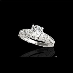 1.63 ctw Certified Diamond Solitaire Antique Ring 10K White Gold