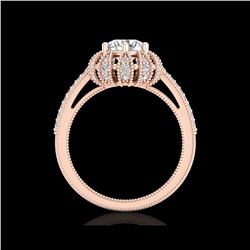 1.65 ctw VS/SI Diamond Art Deco Micro Pave Ring 18K Rose Gold
