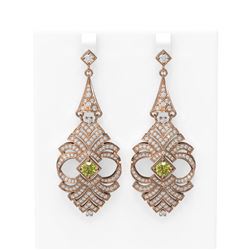6.56 ctw Fancy Yellow Diamond Earrings 18K Rose Gold