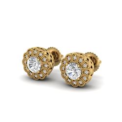 1.32 ctw VS/SI Diamond Solitaire Art Deco Stud Earrings 18K Yellow Gold