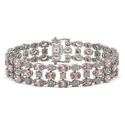 11.02 ctw Morganite & Diamond Row Bracelet 10K White Gold