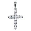 Image 1 : 14kt White Gold Round Diamond Cross Religious Pendant 1/4 Cttw