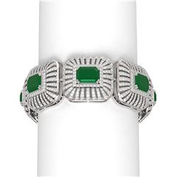 56.47 ctw Emerald & Diamond Bracelet 18K White Gold