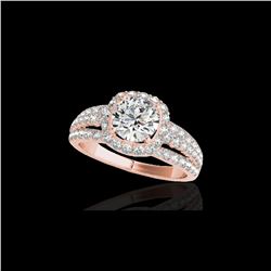 2 ctw Certified Diamond Solitaire Halo Ring 10K Rose Gold