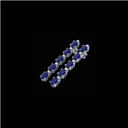 17.97 ctw Sapphire & VS/SI Certified Diamond Tennis Earrings 10K White Gold