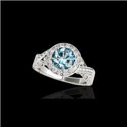 1.75 ctw SI Certified Fancy Blue Diamond Halo Ring 10K White Gold