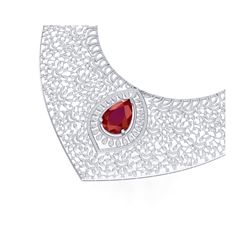 63.93 ctw Ruby & VS Diamond Necklace 18K White Gold