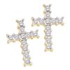 Image 1 : 10kt Yellow Gold Round Diamond Roman Cross Religious Stud Earrings 1/10 Cttw