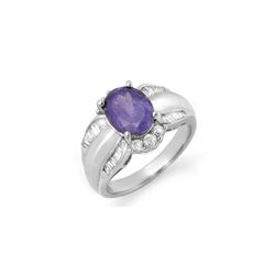 3.52 ctw Tanzanite & Diamond Ring 18K White Gold