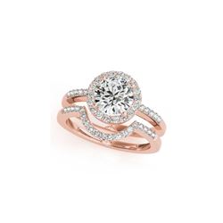 0.67 ctw Certified VS/SI Diamond 2pc Wedding Set Halo 14K Rose Gold