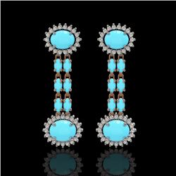 7.39 ctw Turquoise & Diamond Earrings 14K Rose Gold