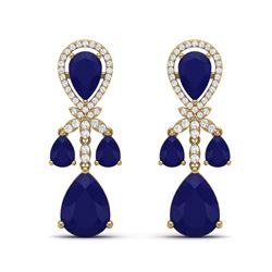 38.29 ctw Sapphire & VS Diamond Earrings 18K Yellow Gold