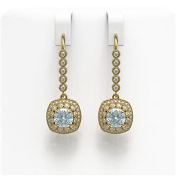 4.5 ctw Aquamarine & Diamond Victorian Earrings 14K Yellow Gold
