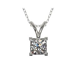 .50 ctw Certified VS/SI Quality Princess Diamond Necklace 10K White Gold