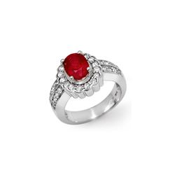2.25 ctw Ruby & Diamond Ring 18K White Gold