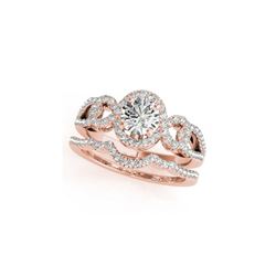 1.55 ctw Certified VS/SI Diamond 2pc Wedding Set Halo 14K Rose Gold