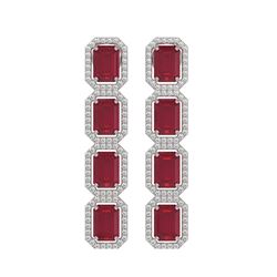 12.33 ctw Ruby & Diamond Micro Pave Halo Earrings 10K White Gold