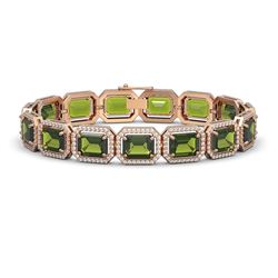36.51 ctw Tourmaline & Diamond Micro Pave Halo Bracelet 10K Rose Gold